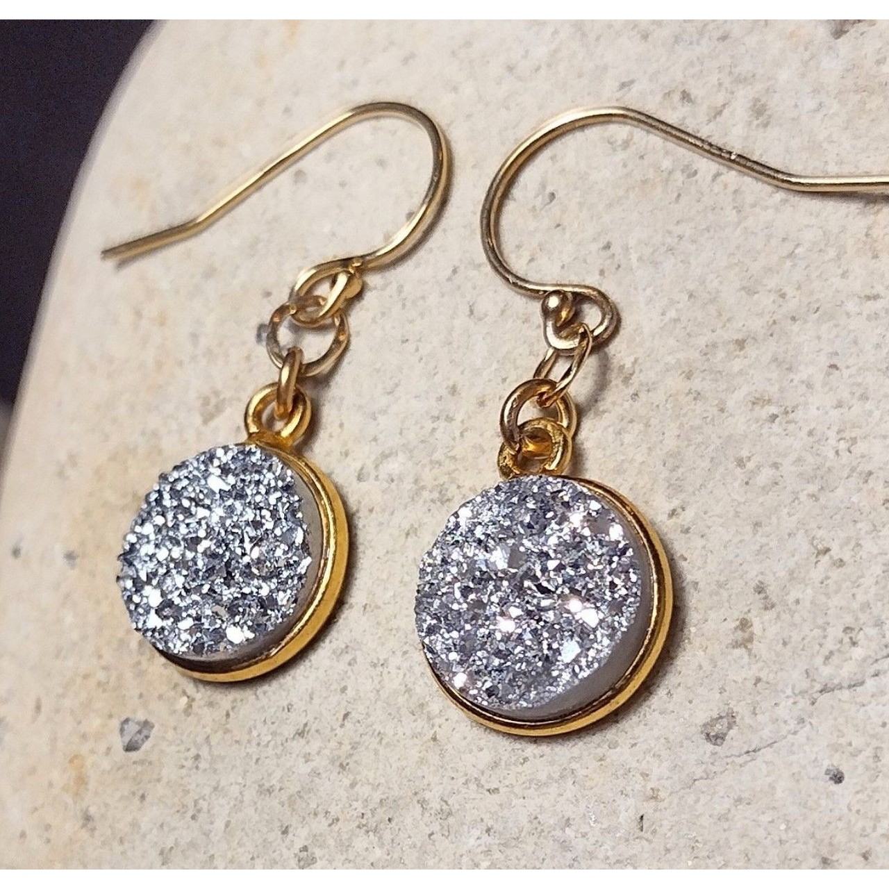 Gold Vermeil Sterling Silver Druzy Dangle Earrings